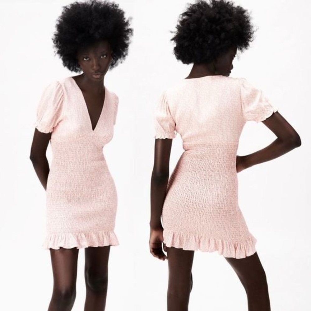 Zara flower ruched dress